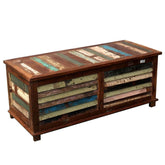 Salvage Reclaimed Wood Multi-Color Coffee Table Storage Trunk Chest 114x50x50CM